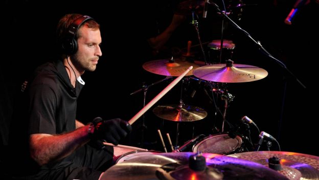 Czech national soccer team goalkeeper Petr Cech plays drums with the band Eddie Stoilow during EURO 2012, at the Czech House in Wroclaw, Poland on June 10, 2012