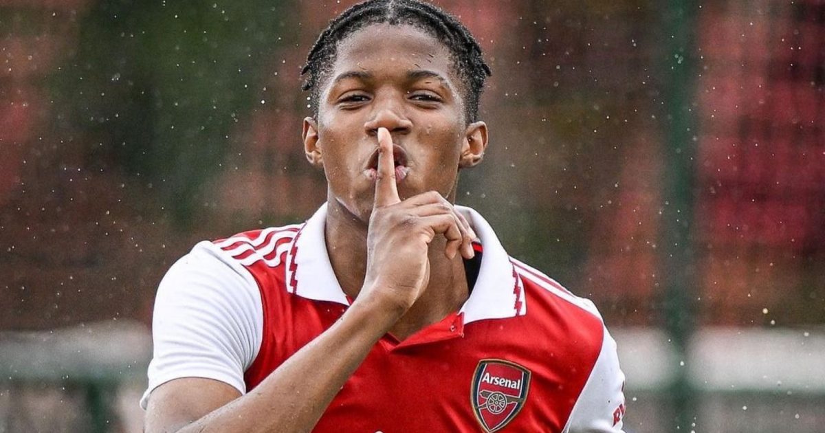 Chidozie Obi-Martin Chido Obi celebrates scoring for Arsenal youth team Manchester United transfer target (image credit: Chido Obi on Instagram, @chidobi.martin)