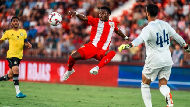 Largie Ramazani of UD Almeria and Nawaf Al-Aqidi of Al Nassr during the Friendly football match between UD Almeria and Al-Nassr on 8 August 2024 at Power Horse Stadium in Almeria, Spain