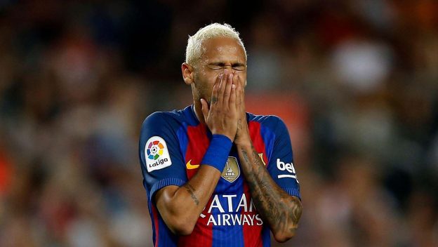 FC Barcelona's Neymar reacts