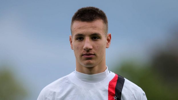 Nyon, Switzerland, 22st April, 2024. Francesco Camarda during the match between Olympiacos and Milan for UEFA Youth League Final at Colovray Sports Ce