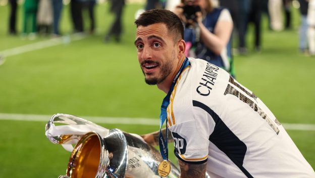 Joselu (Real Madrid) lifts the trophy after the UEFA Champions League Final between Borussia Dortmund and Real Madrid