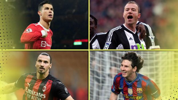 Cristiano Ronaldo, Alan Shearer, Zlatan Ibrahimovic, Lionel Messi.