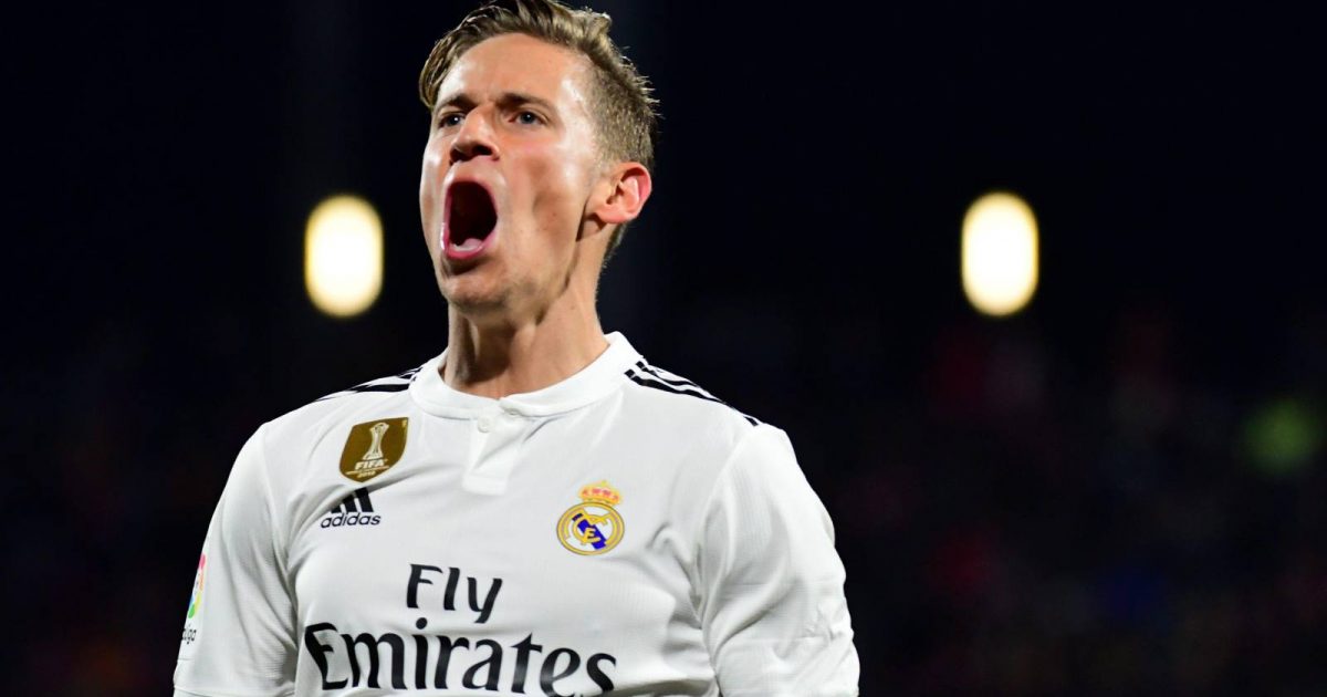 Marcos Llorente celebrates for Real Madrid