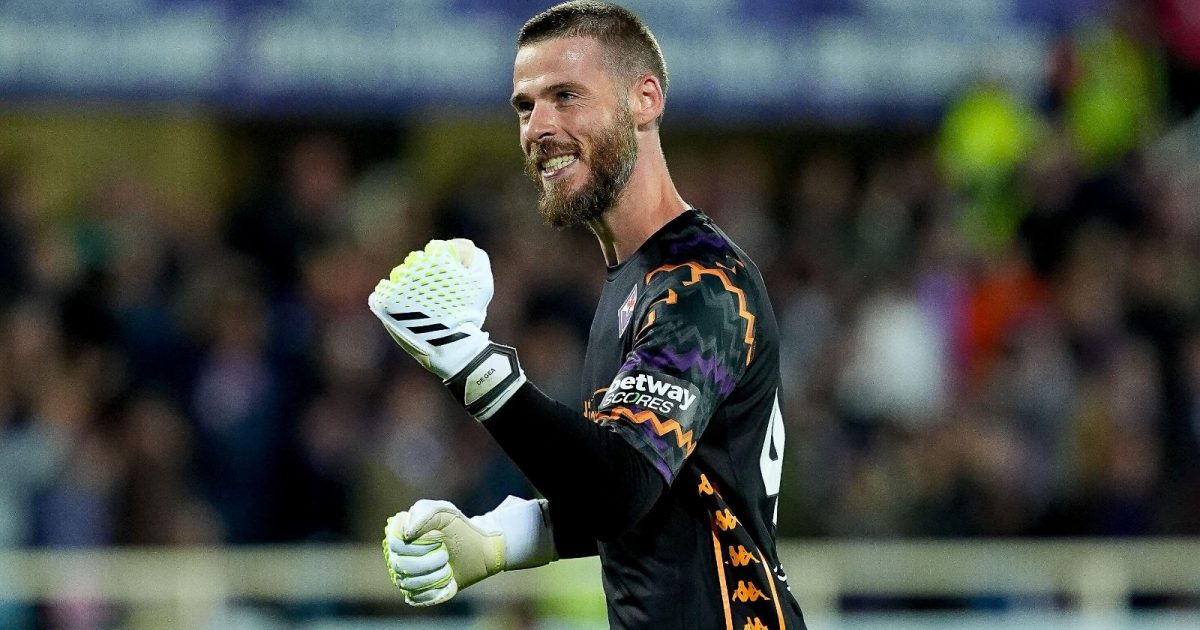 Florence, Italy. 06th Oct, 2024. David De Gea of ACF Fiorentina celebrates after Albert Gudmundsson scored second goal during the Serie A Enilive match between ACF Fiorentina and AC Milan at Stadio Artemio Franchi on October 06, 2024 in Florence, Italy.