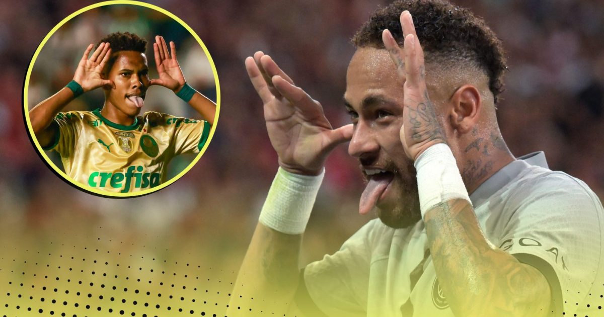 Estevao copies Neymar's celebration.