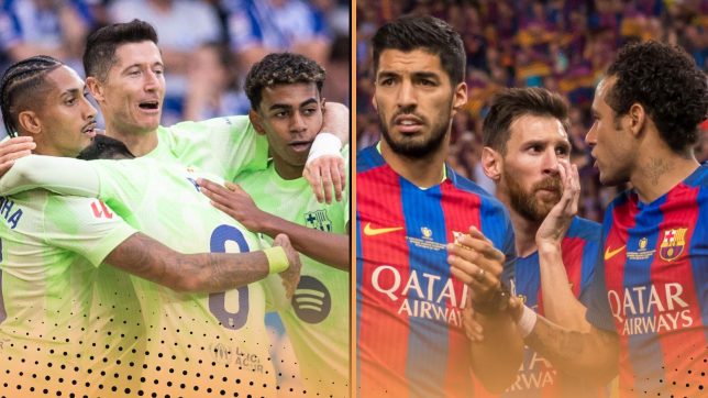 Comparing Lewandowski, Raphinha & Yamal’s stats in 2024-25 to peak Messi-Neymar-Suarez
