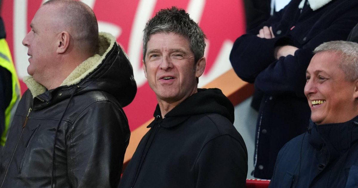 Noel Gallagher in the stands watching Manchester City