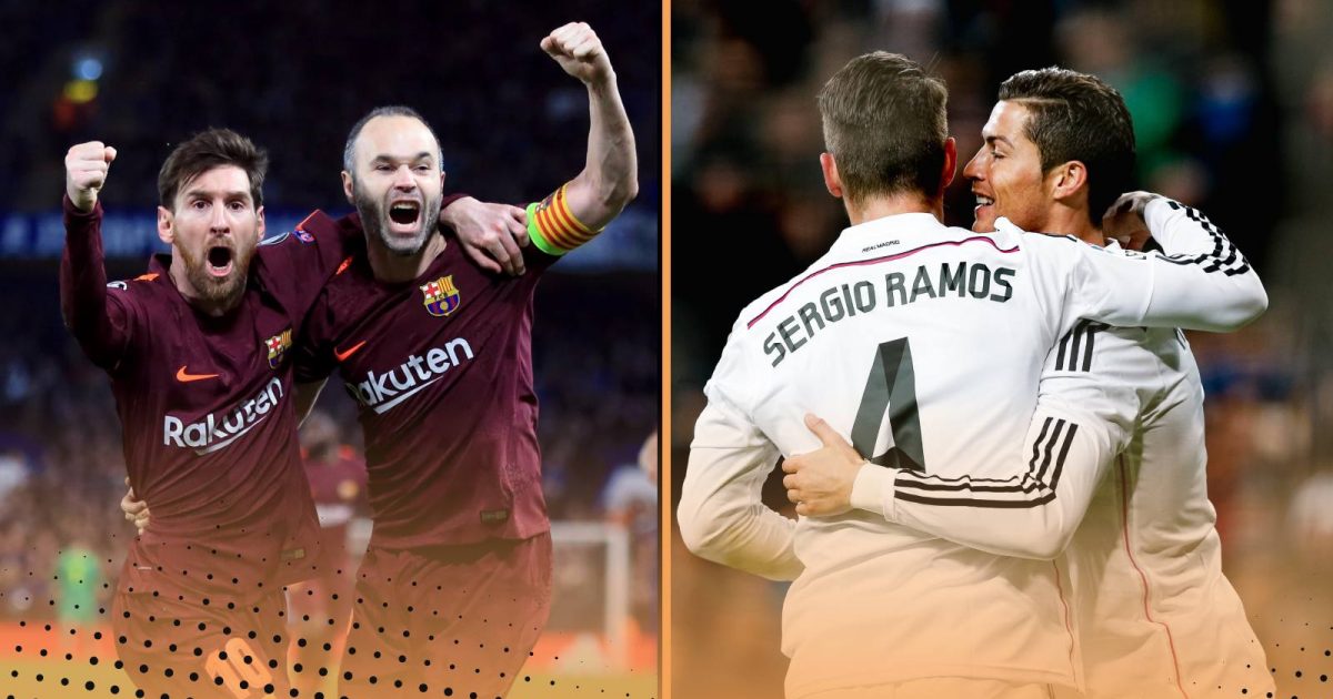 Lionel Messi and Andres Iniesta, Cristiano Ronaldo and Sergio Ramos