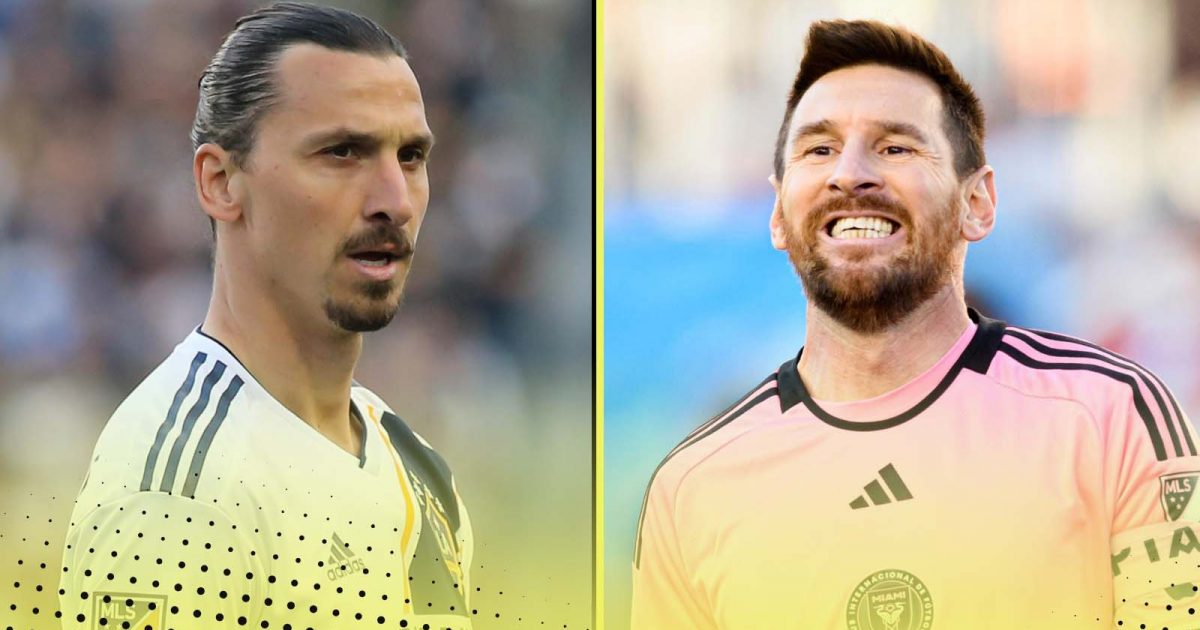 Zlatan Ibrahimovic of LA Galaxy and Lionel Messi of Inter Miami