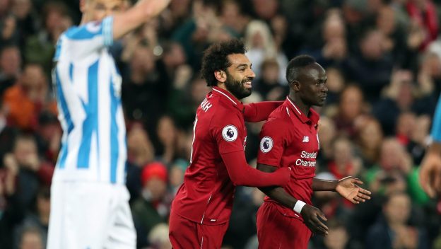 One of the many recipients of Salah's creativity celebrates scoring in 2019.