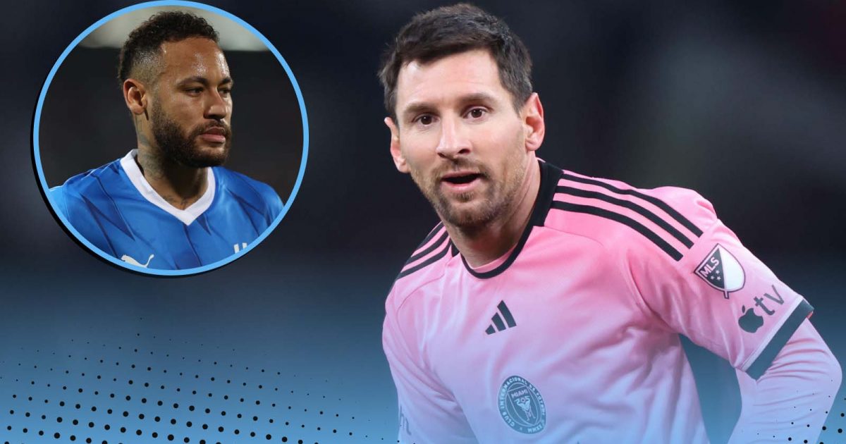 Neymar of Al Hilal and Lionel Messi of Inter Miami