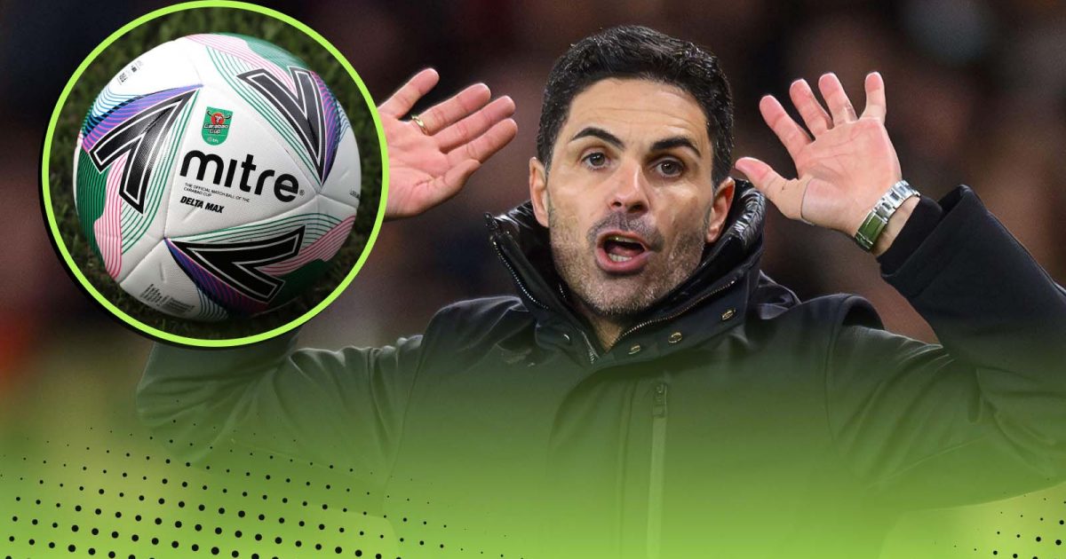 Arsenal manager Mikel Arteta next to Carabao Cup ball