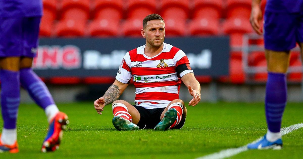 Eco - Power Stadium, Doncaster, England - 9th November 2024 Billy Sharp (14) of Doncaster Rovers looking bewildered as to why he didnÕt get a foul - during the game Doncaster Rovers v Notts County, Sky Bet League Two, 2024/25