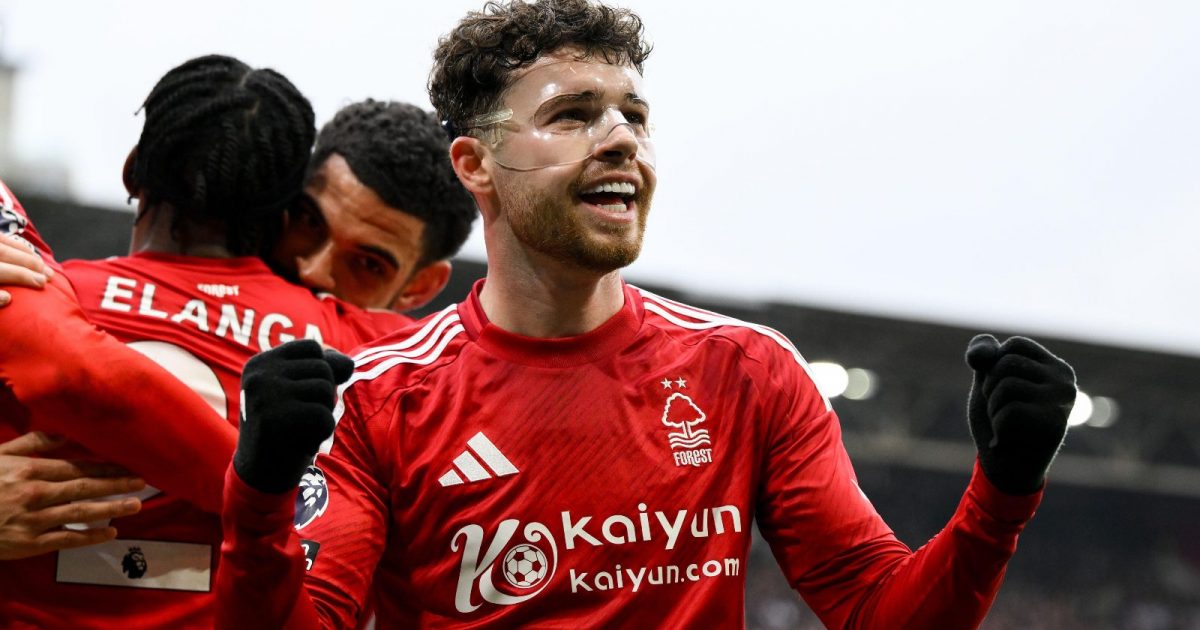 Neco Williams scores the seventh in Nottingham Forest's thumping win over Brighton in 2025.