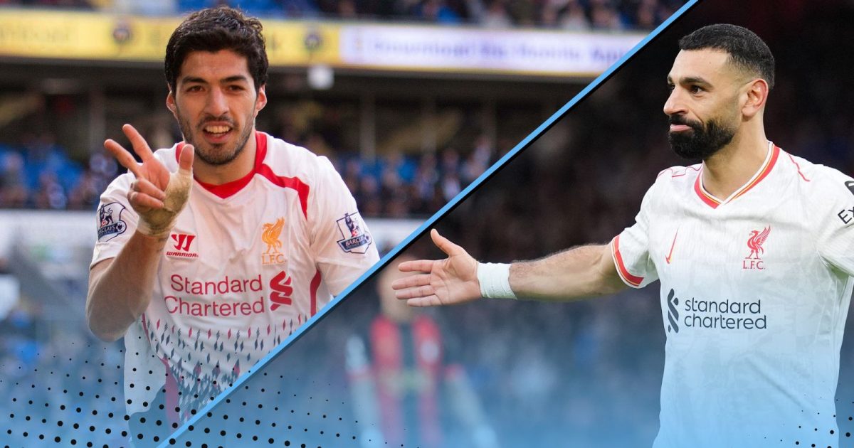 Liverpool Stats Comparison Mohamed Salah 2024-25 Goals Assists Premier League Luis Suarez 2013-14