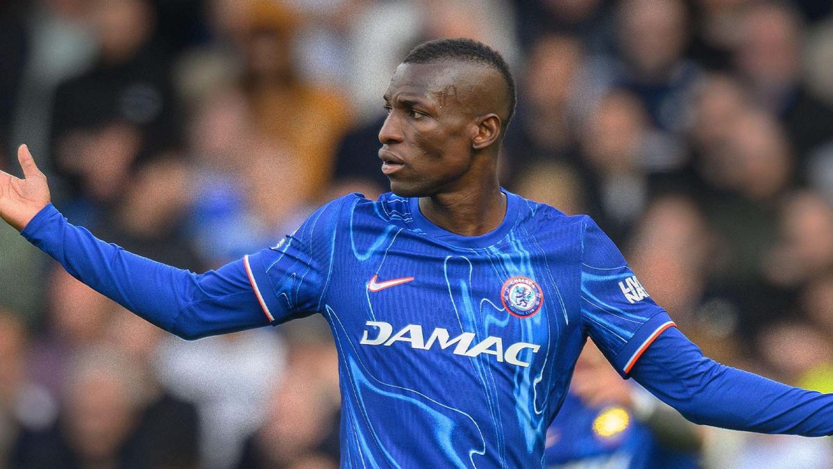 Chelsea's Nicolas Jackson reacts to receiving a red card.