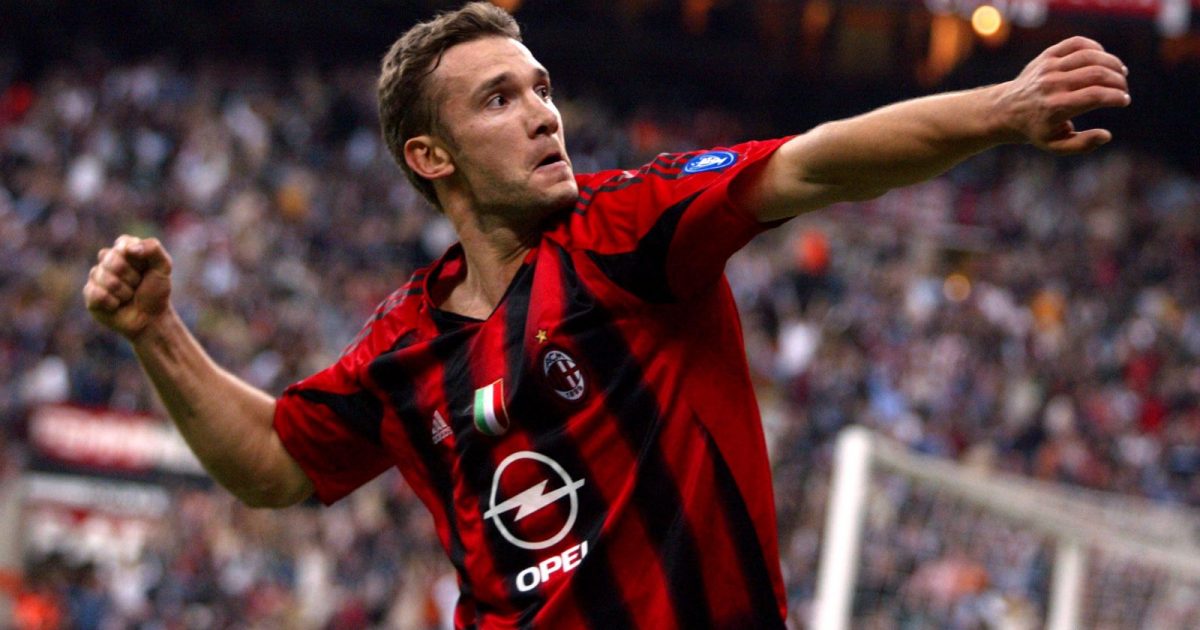 AC Milan's Andriy Shevchenko celebrates scoring the first goal Soccer - UEFA Champions League - Semi-Final - First Leg - AC Milan v PSV Eindhoven - Giuseppe Meazza 26 April 2005