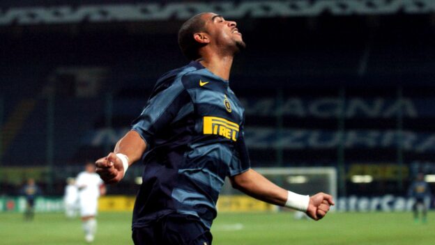 Adriano celebrates scoring for Inter Milan in 2005.