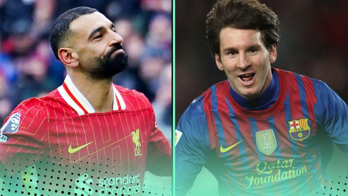 Liverpool's Mo Salah (2025) and Barcelona's Lionel Messi (2012)
