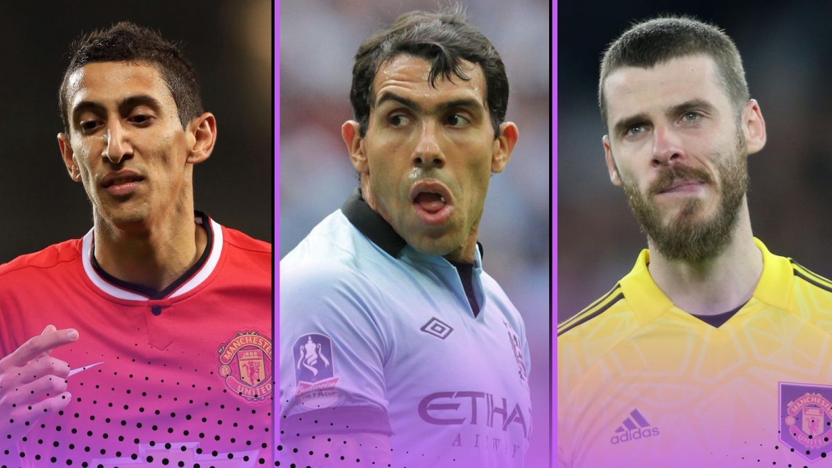 Manchester players and wives who hated living in City and savaged the place, featuring Manchester United and Manchester City stars (L-R) Angel Di Maria, Carlos Tevez, David de Gea