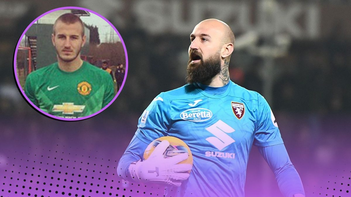 Vanja Milinković-Savić pictured at Torino and in his younger days at Manchester United (inset)