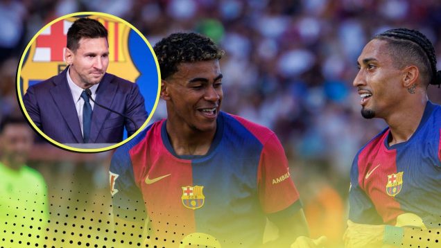 Lionel Messi, Lamine Yamal and Raphinha