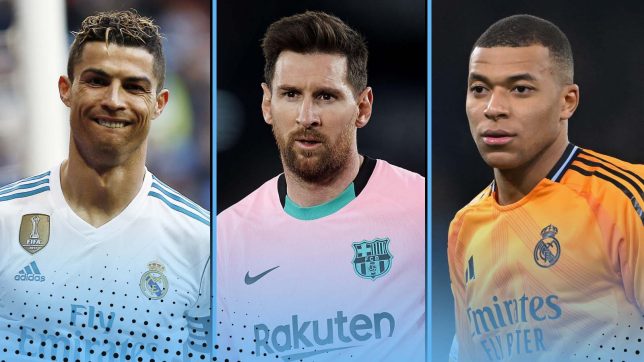 Cristiano Ronaldo, Lionel Messi and Kylian Mbappe