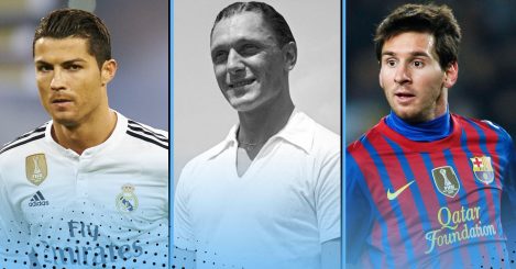 The most goals scored in a single season in history: Ronaldo 8th, Messi 2nd…