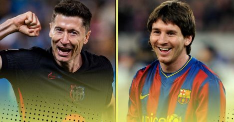 Comparing how long it took Robert Lewandowski to score 100 Barcelona goals with Lionel Messi