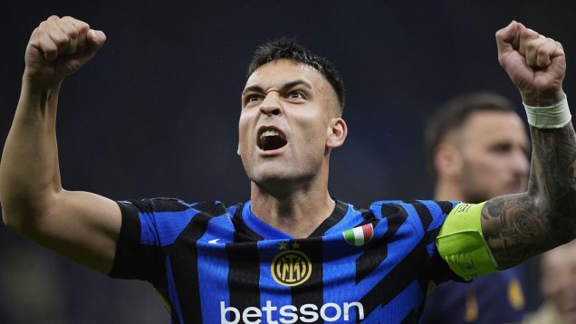 Lautaro Martinez celebrates Inter's victory after a jaw-dropping match.