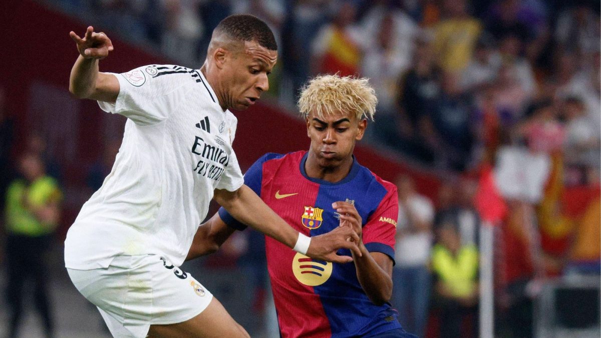Spanish King Cup (Copa del Rey) final soccer match FC Barcelona vs Real Madrid at La Cartuja Stadium in Sevilla, Spain. 26th Apr, 2025. Kylian Mbappe and Lamine Yamal SEVILLA 26/04/2025 FINAL COPA SSMM EL REY DE FUTBOL ESTADIO DE LA CARTUJA DE SEVILLA