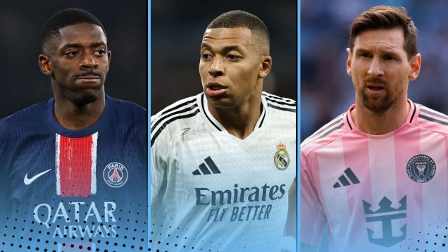 Ousmane Dembele, Kylian Mbappe, Lionel Messi