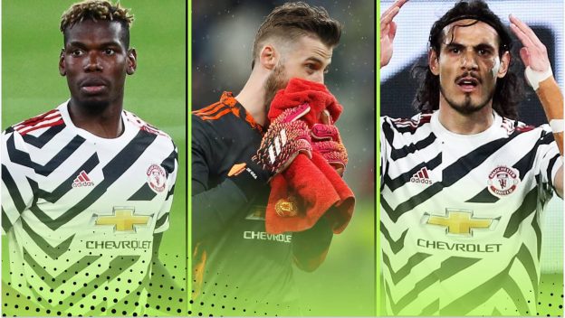 Paul Pogba, David de Gea, Edinson Cavani