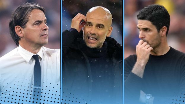 Simone Inzaghi, Pep Guardiola and Mikel Arteta