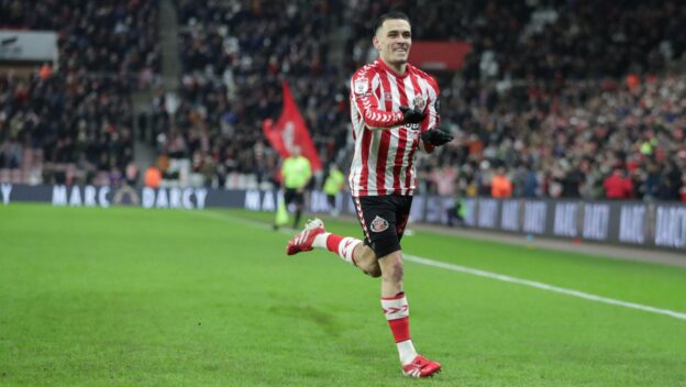 Enzo le Fee of Sunderland Celebrates scoring 1-0 - Sunderland v Luton Town, Sky Bet Championship, Stadium of Light, Sunderland, UK - 12th February 2025