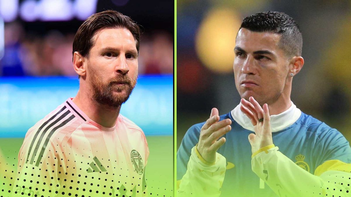 Lionel Messi of Inter Miami and Cristiano Ronaldo of Al-Nassr