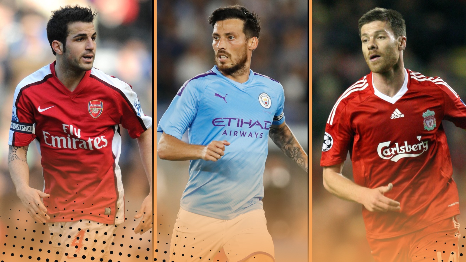 Cesc Fabregas, David Silva and Xabi Alonso