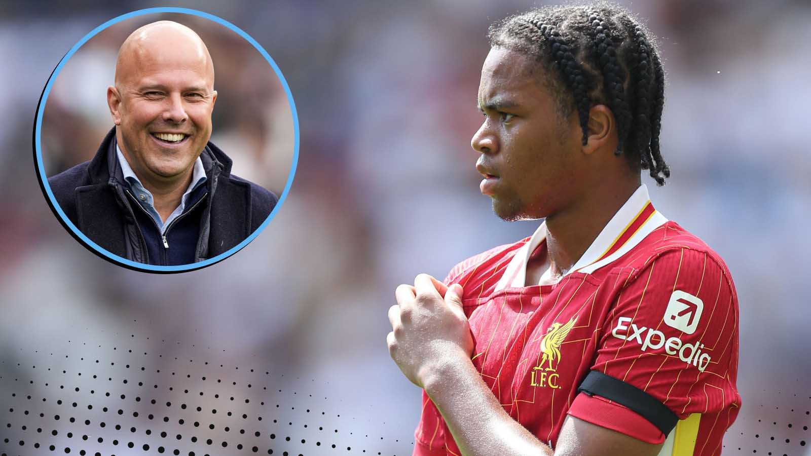 Arne Slot and Rio Ngumoha