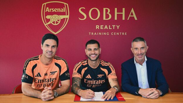 Arsenal unveil Bruno Guimaraes after his £75million move from Newcastle.