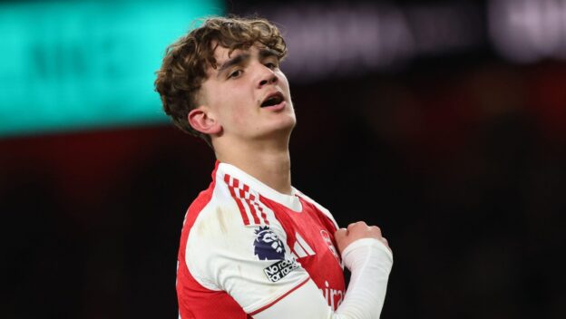 The youngest goalscorer in Premier League history celebrates in March 2026.