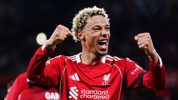 Hugo Ekitike of Liverpool celebrates