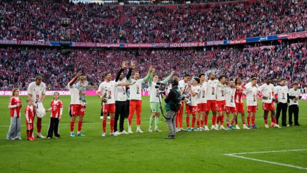 Bayern Munich players celebrate yet another Bundesliga title.