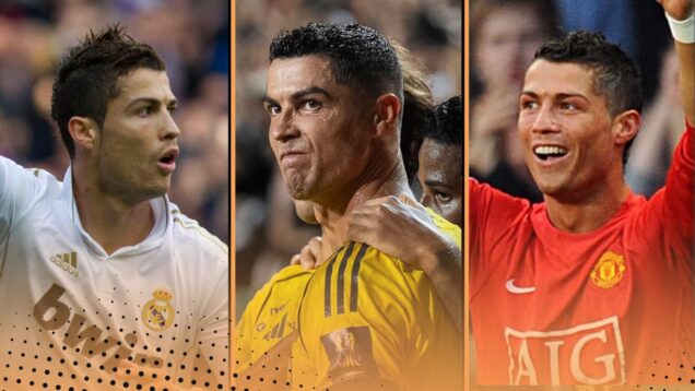 Cristiano Ronaldo 100 goals milestone stats compared Man Utd Real Madrid Al-Nassr