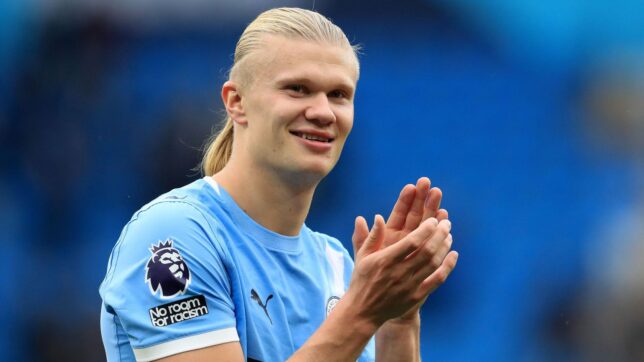 Erling Haaland celebrates yet another Premier League goal.