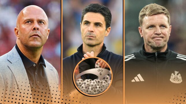 Champions League Draw Fixtures 2025-26. Who plays who after each game. L-R: Arne Slot, Mikel Arteta, Eddie Howe