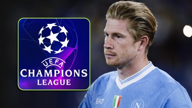 Kevin de Bruyne and the Champions League logo