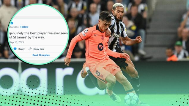 Pedri Newcastle United masterclass social media reaction best player I've ever seen at St. James' Park