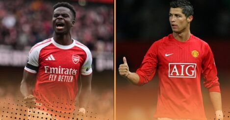 Comparing how long it took Bukayo Saka to reach 100 Premier League G+A with Cristiano Ronaldo