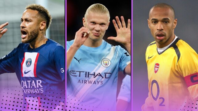 Neymar, Erling Haaland and Thierry Henry